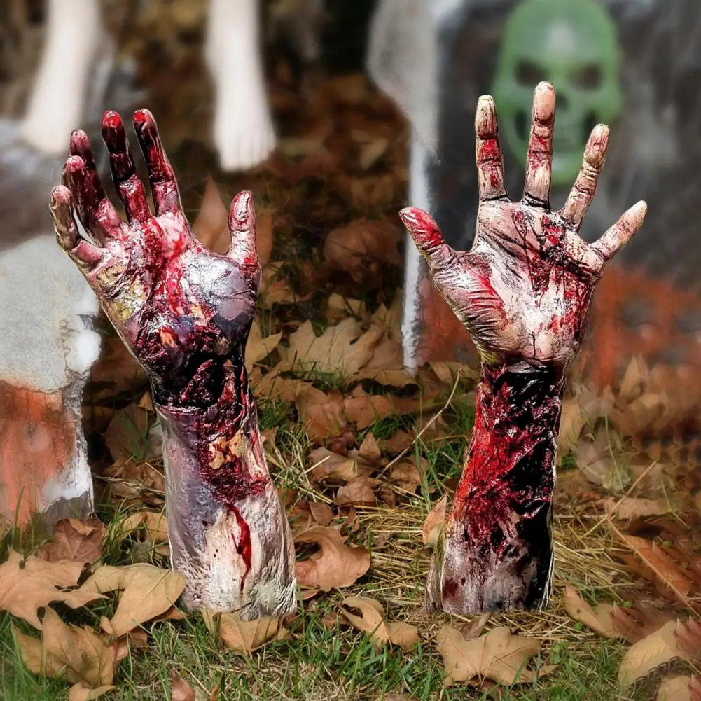 2/6Pcs Yard Halloween Horror Ghost Hand Yard Card Decoration Halloween Outdoor Decoration Halloween Courtyard Garden Stake