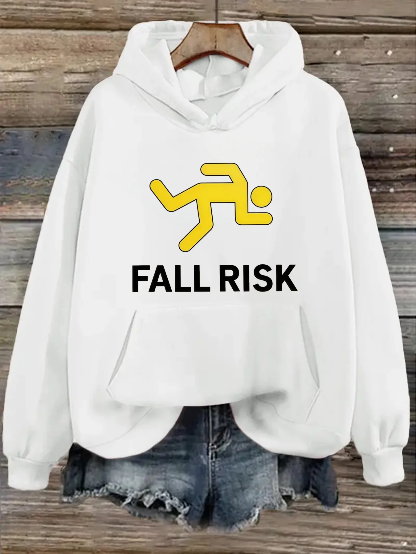 طباعة حروف بنمط المخاطر للارتداء اليومي الكاجوال، هوديي نسائي عصري، ملابس العطلات #1