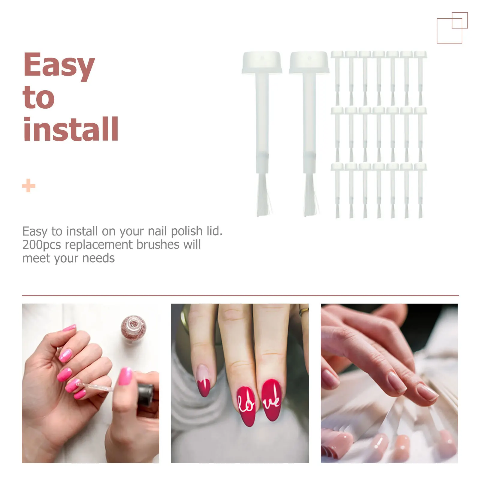 

200pcs Long Round Brush For Nail Polish Bottle Replacement Soft Bristle Applicator Durable Manicure Tool Nail Oil Gel Painting