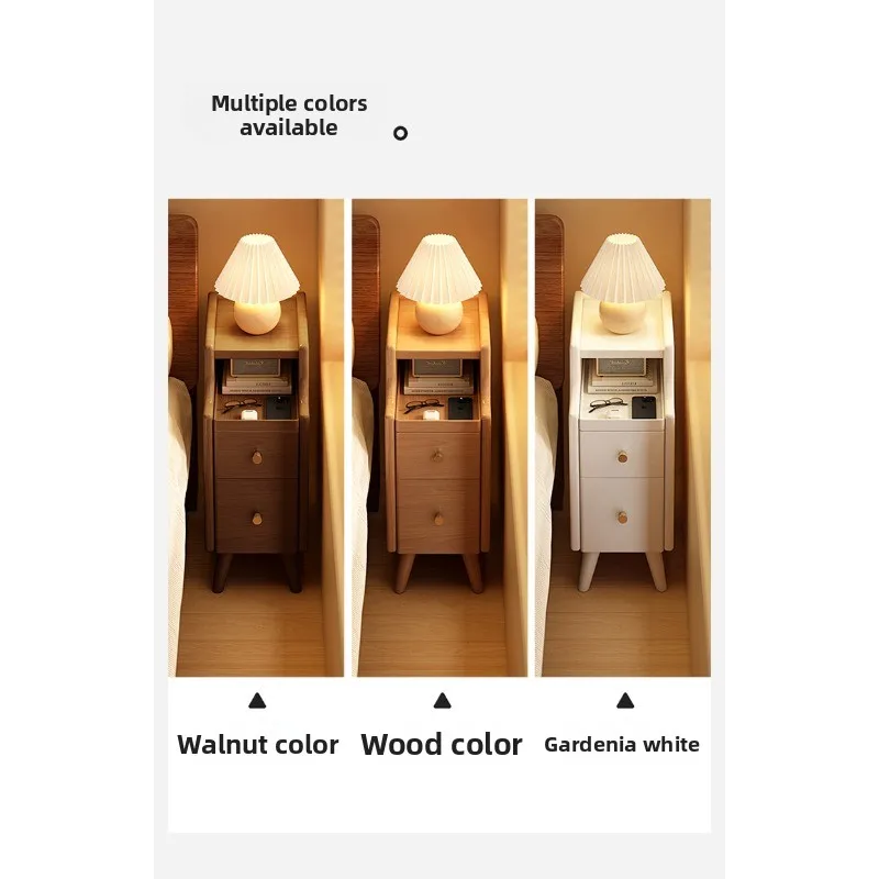 bedside bedside table Solid wood small apartment high-grade extremely narrow bedside telescopic locker ultra-narrow household