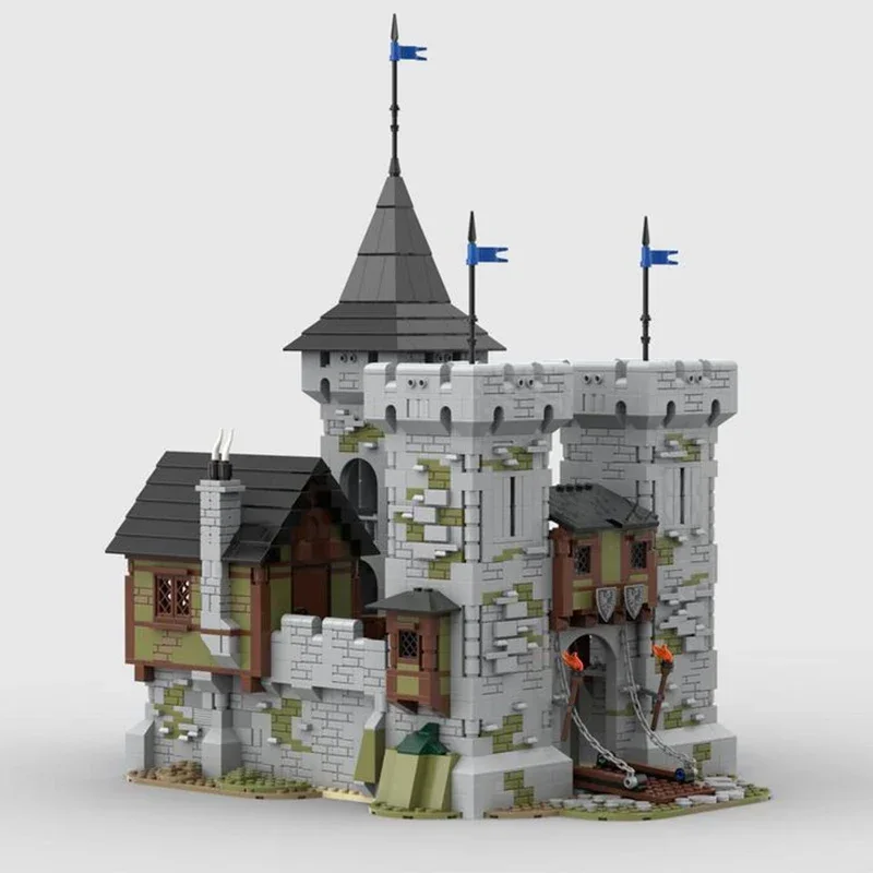 Mittelalter liche Festung Modell Moc Gebäude Ziegel schwarze Falken Schloss Technologie modulare Blöcke Geschenk Weihnachts spielzeug DIY Sets Montage