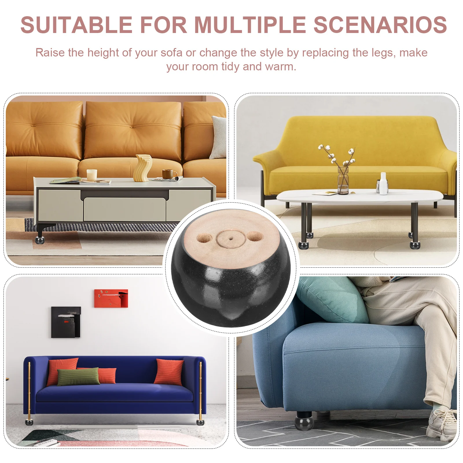 

4Pcs Wooden Legs for Furniture Sofa Cabinet Table Chair Replacement Feet Couch Dresser Shelf Contemporary Style