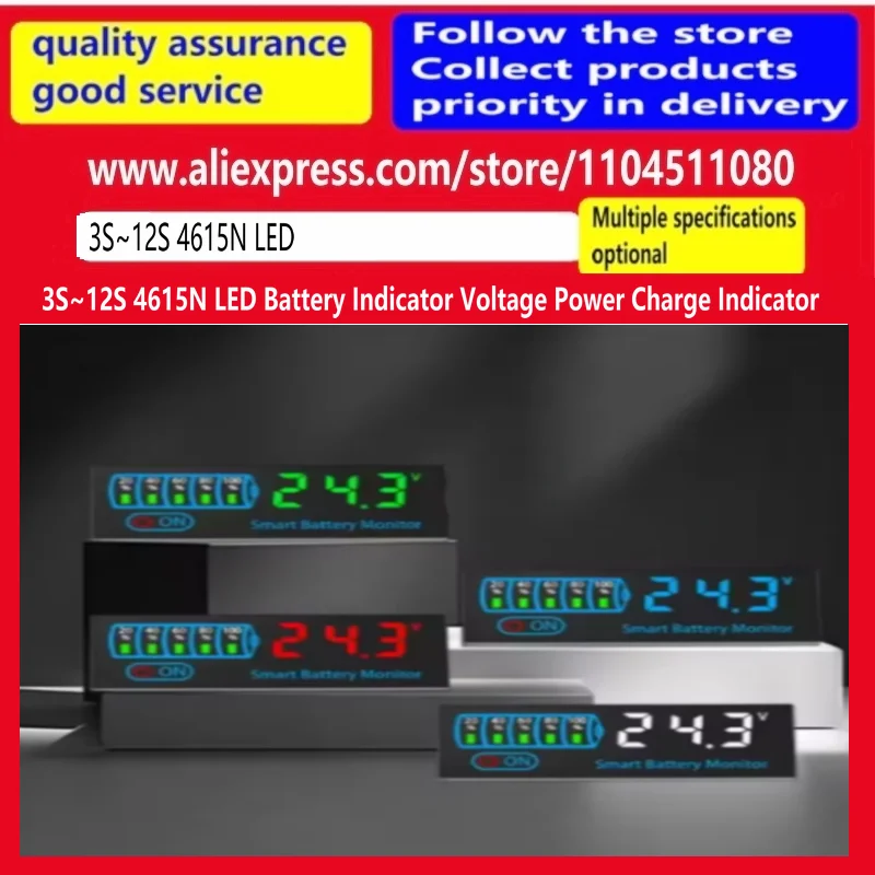 

3S~12S 4615N LED Battery Indicator Voltage Power Charge Indicator Acid/Lithium Universal Battery Charge Indicator Board