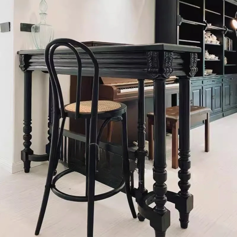

Black knight solid wood carving flower entrance table/French simple medieval locker foyer cabinet/case/display table