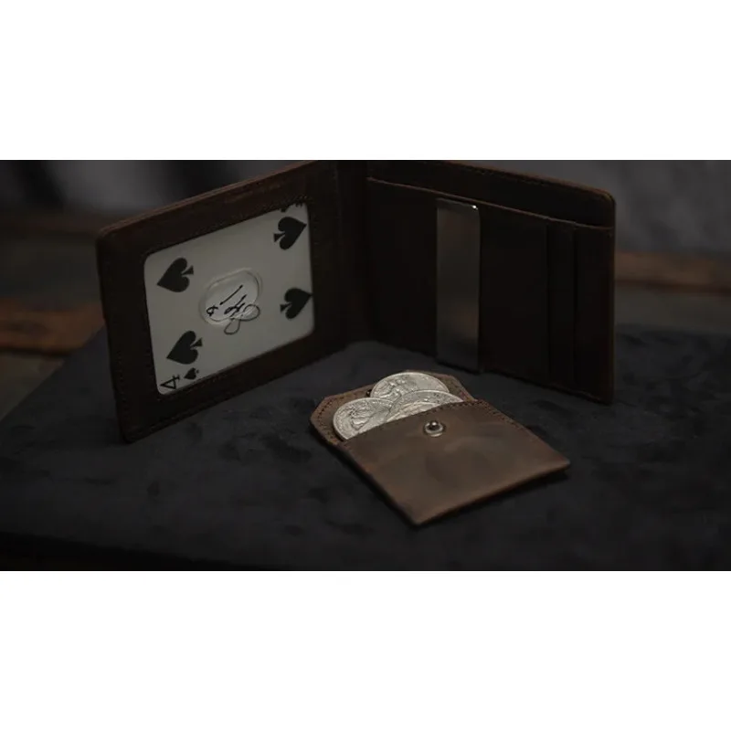 

Кошелек для монет FPS (черный/коричневый) – Кожаный кошелек ручной работы для фокусов, профессиональные аксессуары для магов, реквизит для трюков