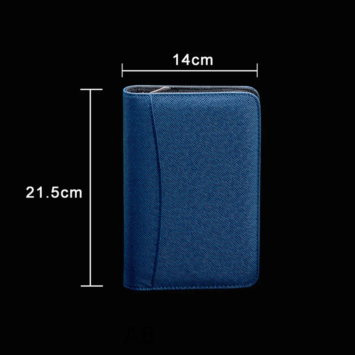 PU Cover Royal Blue A6 Zipper Notebook Loose-Leaf Business Notepad Portable Calculator Travel Agenda Manager Office