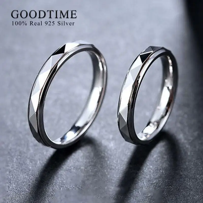 Fashion 1 Piece Egagement Ring Pure 100% 925 Sterling Silver Wave Edge Wedding Band Anniversary Jewelry For Couple Woman Man