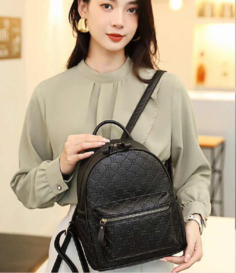 New Korean Fashion Designer High Quality Leather Travel Backpacks Women\'s Luxury Large Capacity Shoulder Bags Totes School Bag