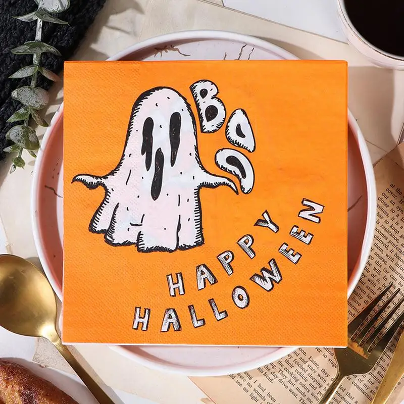 Ghost Paper Napkins Halloween Dinner Napkins Halloween Decoration Napkins Spooky Boo Ghost Halloween Party Paper Napkins For