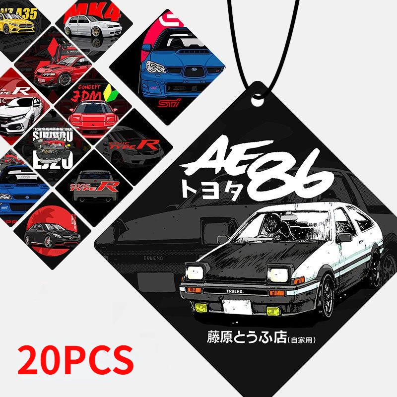 JDM-Décoration de pendentif rouge pour voiture, parfum de voiture, longue durée, aromathérapie, désodorisation intérieure, tendance filet, 20 pièces