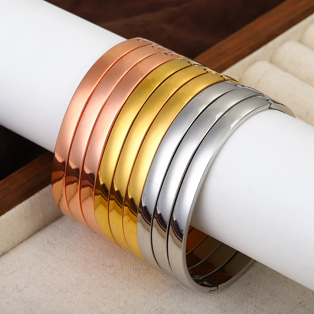 

3Pcs/Set Stainless Steel Bracelet for Women, Minimalist Style Curved Polished Glossy Basic Bangle, Versatile Wrist Jewelry Gift