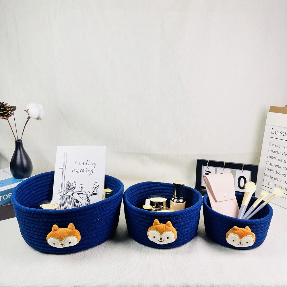 multi-function Cotton Rope Hand Woven Storage case household Cartoon Animal Tabletop Sorting Basket Bedside Storage Baskets