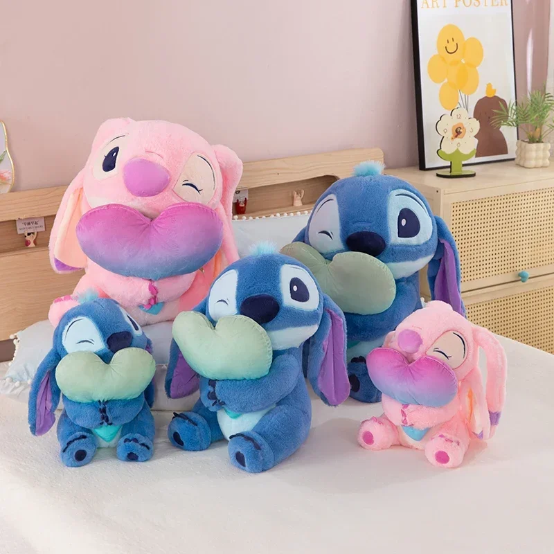 

Милая мультяшная кукла Disney 35 см «Ангел и Стич», мягкая плюшевая игрушка-подушка в стиле аниме, успокаивающая игрушка, подарок на день рождения для мальчиков и девочек