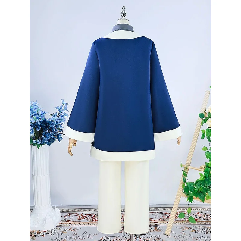 

Anime Delicious Dungeons Meshi Falin Cosplay Costume Wig Dark Blue Robe Tops Pant Hat Full Set Laios Touden Adult Uniformv;6'h,8