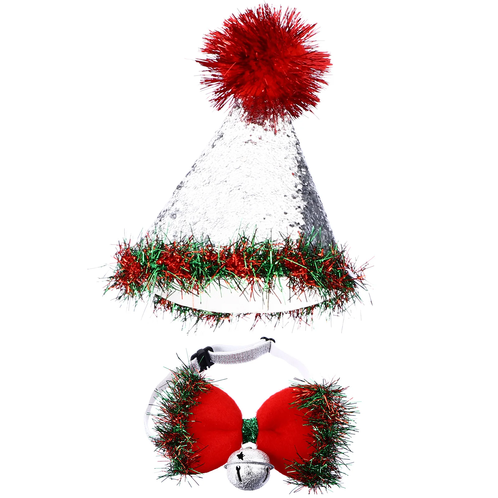 

1Set Festive Christmas Pet Hat Bow Tie Combo for Dogs Cats Bright Colors Wear Resistant Holiday Costume Pet Supplies