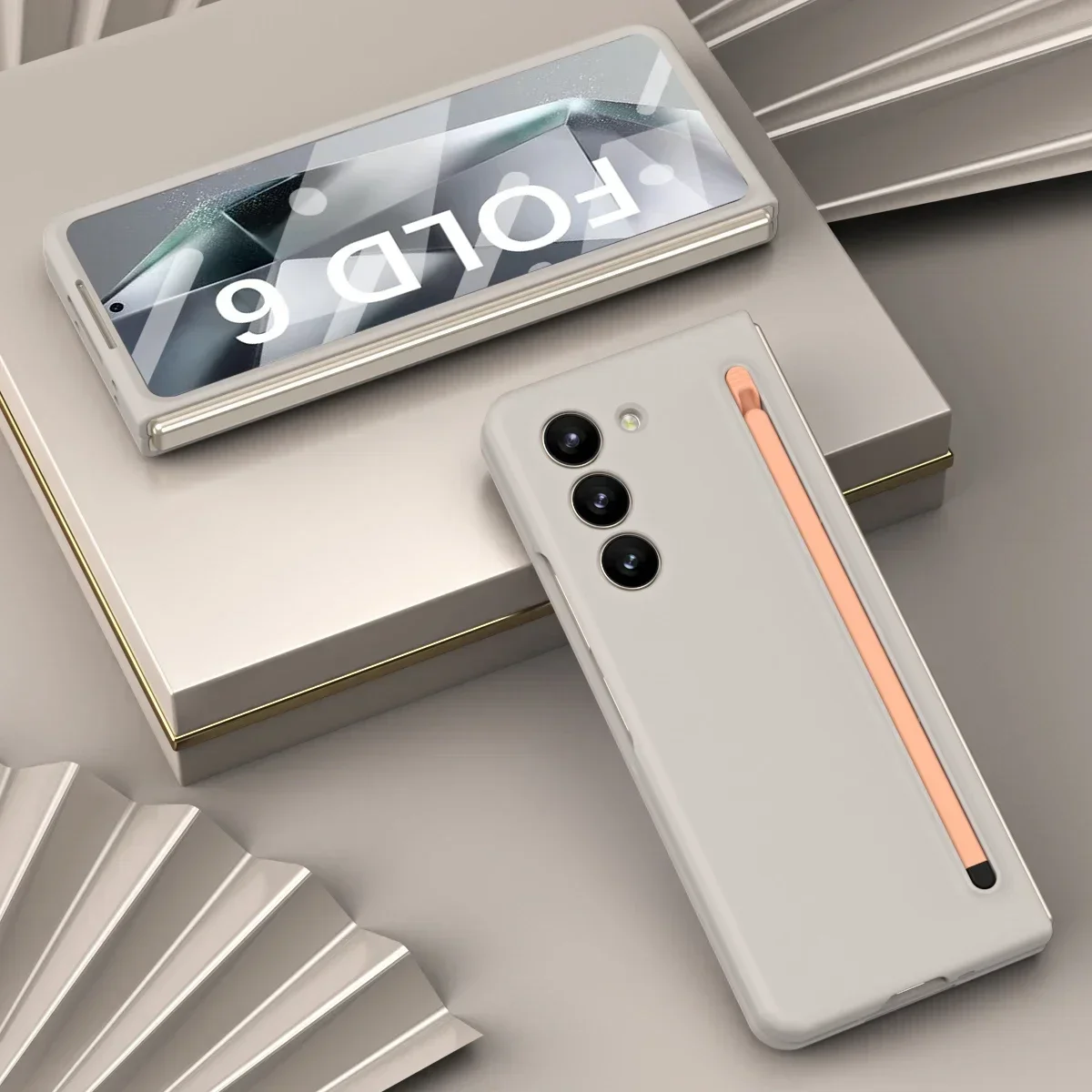 

Красочный, приятный для кожи матовый чехол для Samsung Galaxy Z Fold 7, 6, 5, 4, складной противоударный жесткий защитный чехол для телефона с сенсорной ручкой