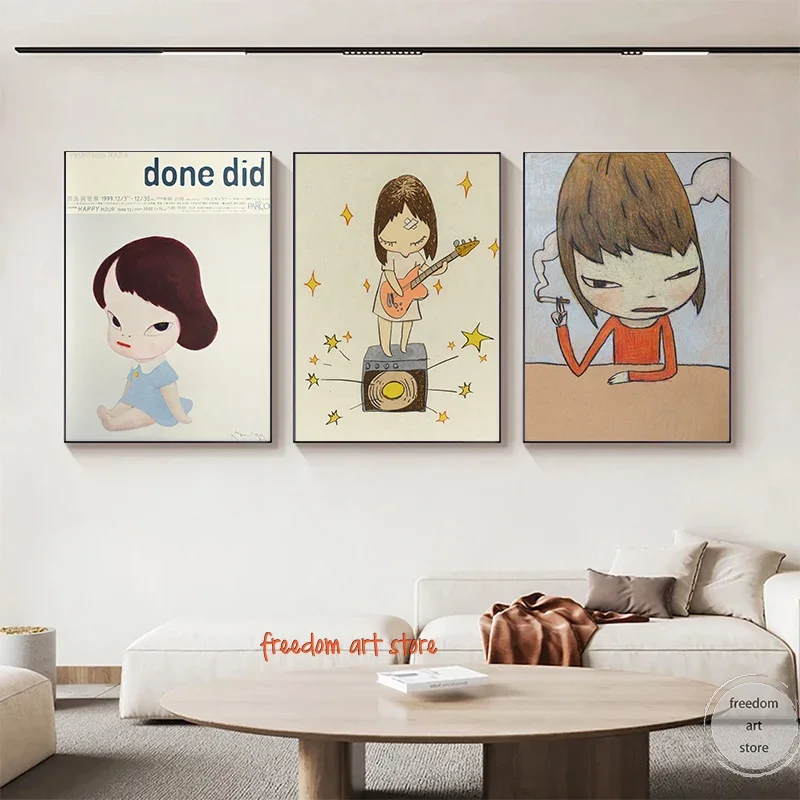 Cartoon Japanese Sleepwalking Dolls Yoshitomo Nara Artworks Art Posters Canvas Painting Wall Prints Picture Kids Room Home Decor