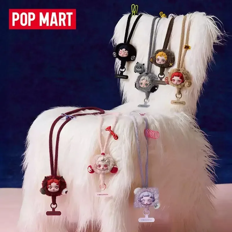 POPMART SKULLPanda لقد وجدت لي سلسلة الهاتف المحمول الحبل صندوق أعمى صندوق غامض اللعب دمية لطيف الشكل سطح المكتب الحلي هدية