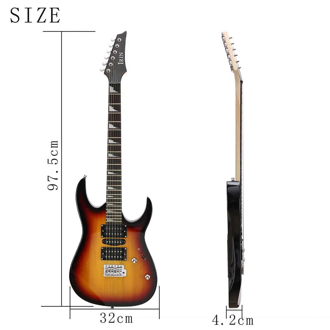 IRIN Sunset Black 24 Frets Electric Guitar 6 Strings Maple Body Neck Guitarra with Bag  Amplifier Tuner Capo Pick Cleaning Cloth