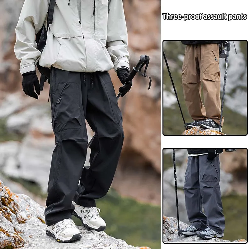 Men's Climbing Trousers Windproof Rainproof Cycling Pants  Hiking Trip Cargo Pants Outdoor Camping Sport Men Trouses