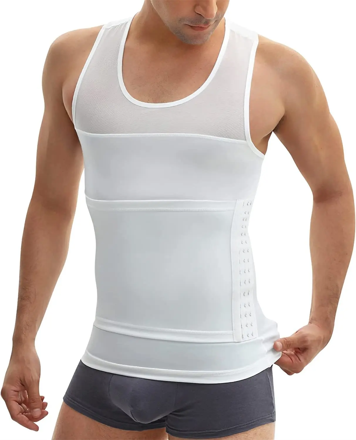 Shapershark Mens Compression Shirt Tummy Control Shapewear Fitness Workout Body Shaper Inner Layer: A Slimming Tank Top