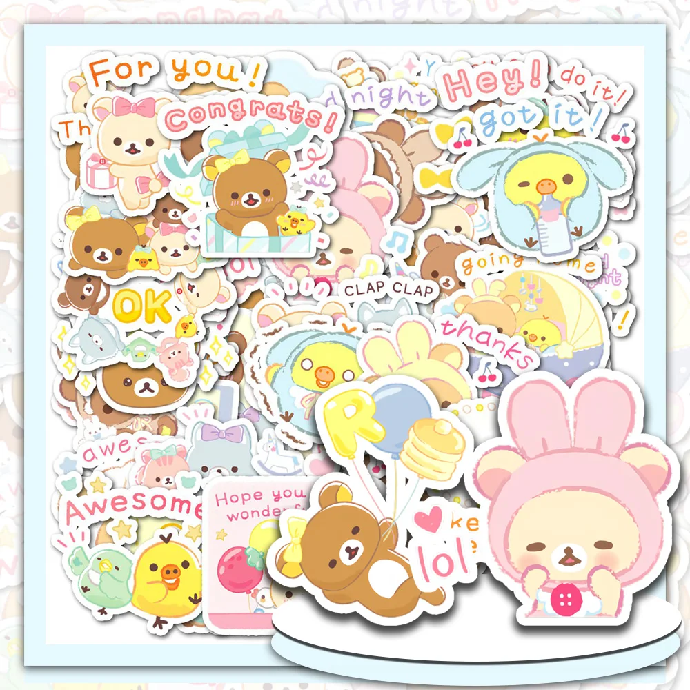 Usasabe Relax Bear Tiny Stickers Superdickes Selbstklebendes Aufkleber-Set für Tagebücher, Hochauflösendes Sticker-Paket – Detail 1