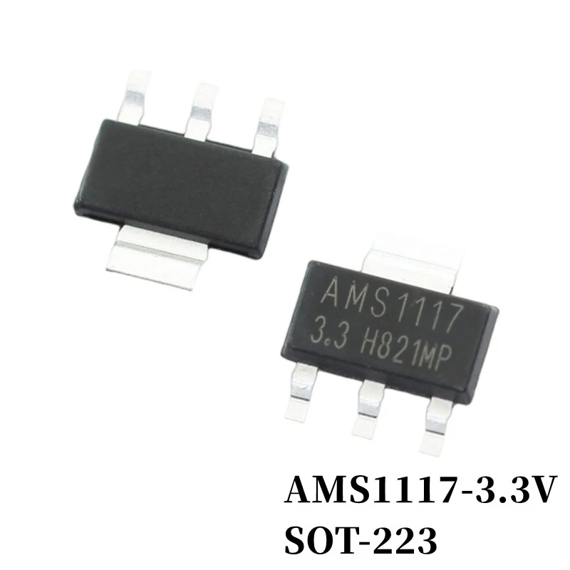 Regulador terminal IC de SMD 3, AMS1117-1V2 1V5 1V8 2V5 3V3 5 5V AMS1117-ADJ SOT-223 LDO, 10-200 PCes