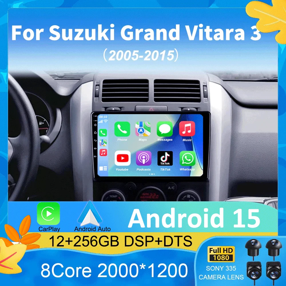 

Android 15 2 Din Car Radio Stereo Multimedia Video For Suzuki Grand Vitara 3 2005-2012 2013 2014 2015 Player Navigaion Carplay