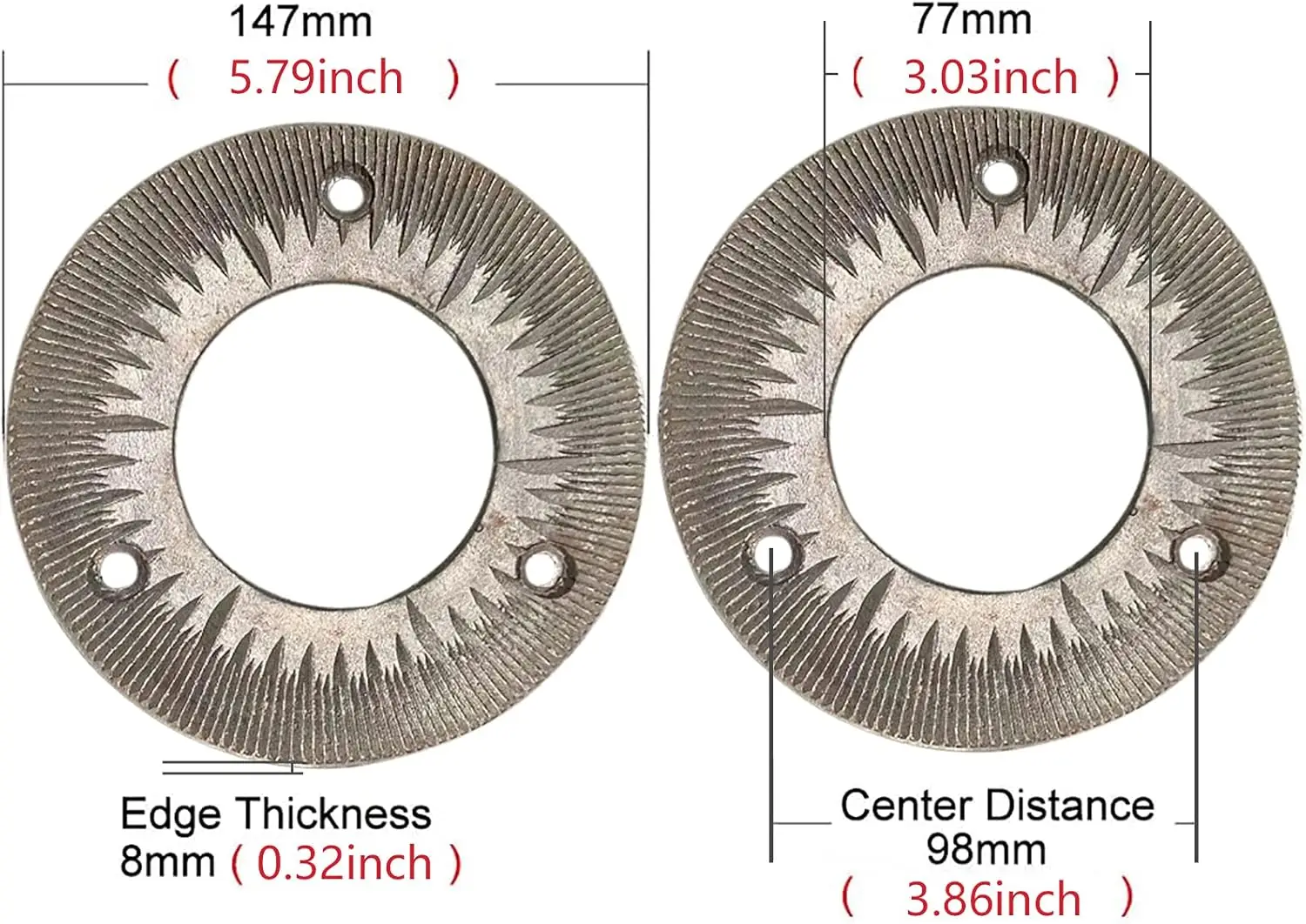 2Pcs Grinding Sheets for 3000W 110V Electric Grain Mill, Dry Grain Grinding Machine Plates Fit Heavy Duty Grain Grinder Machine
