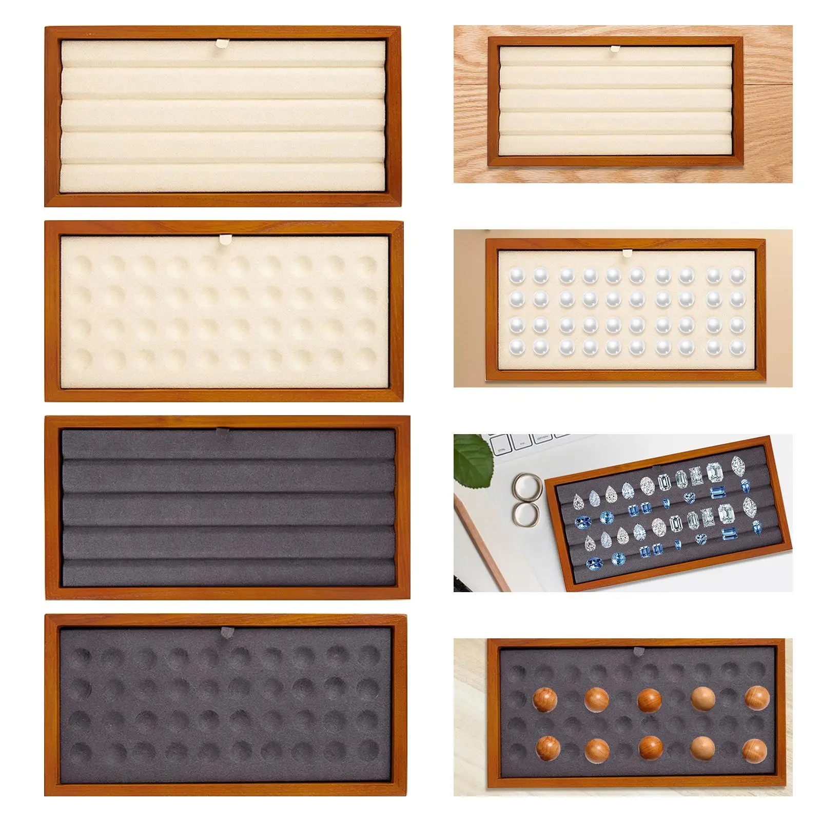 Jewelry Display Tray Empty Plate Microfiber Holder for Gemstone Diamond Show