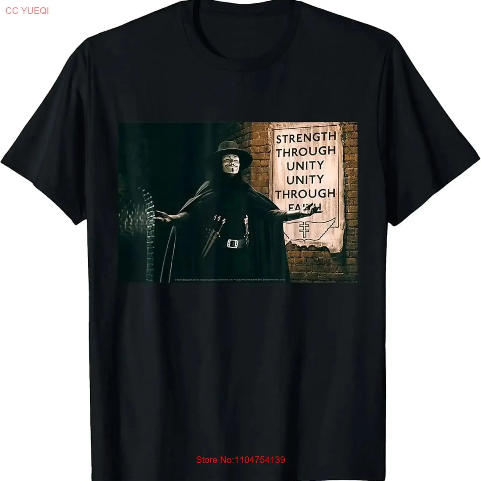T-shirt For Vendetta Strength Through Unity, vintage, lavé, respirant, graphique, vêtements de créateur élégants, doux, unisexe