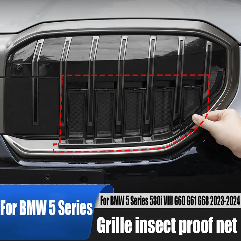 

Для BMW 5 серии 530i VIII G60 G61 G68 2023 2024, модифицированная решетка, небольшой экран с насекомыми, детали для модификации внешнего украшения автомобиля