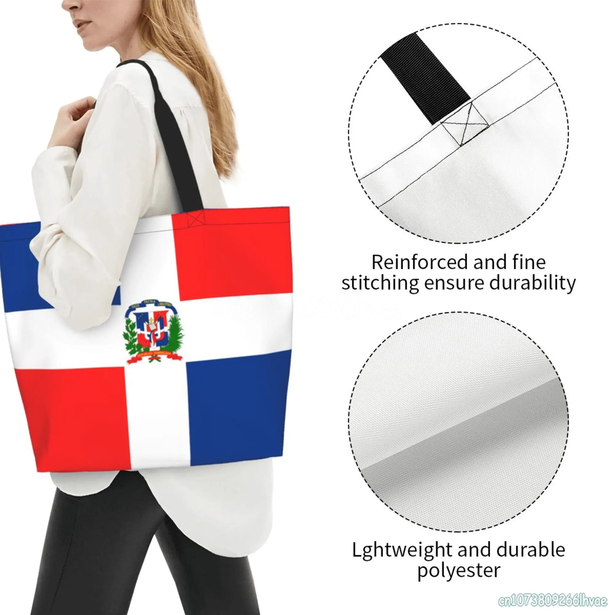 Dominican Republic Flag Women Tote Bags Shoulder Bags Large Lightweight Paneled Canvas Tote Wallets Bag for Shopping Work Travel