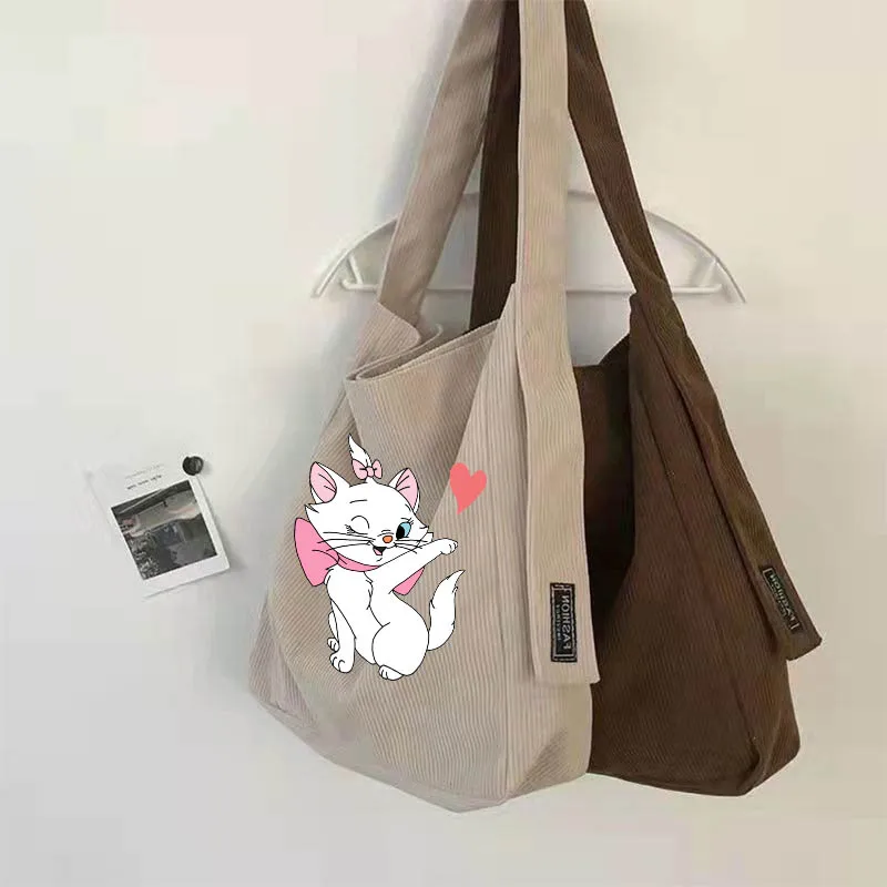 

MINISO The Aristocats Marie Cat Girls Shopping Bags Ladies Tote Bags Large Capacity Canvas Handbag Storage Canvas Shoulder Bags