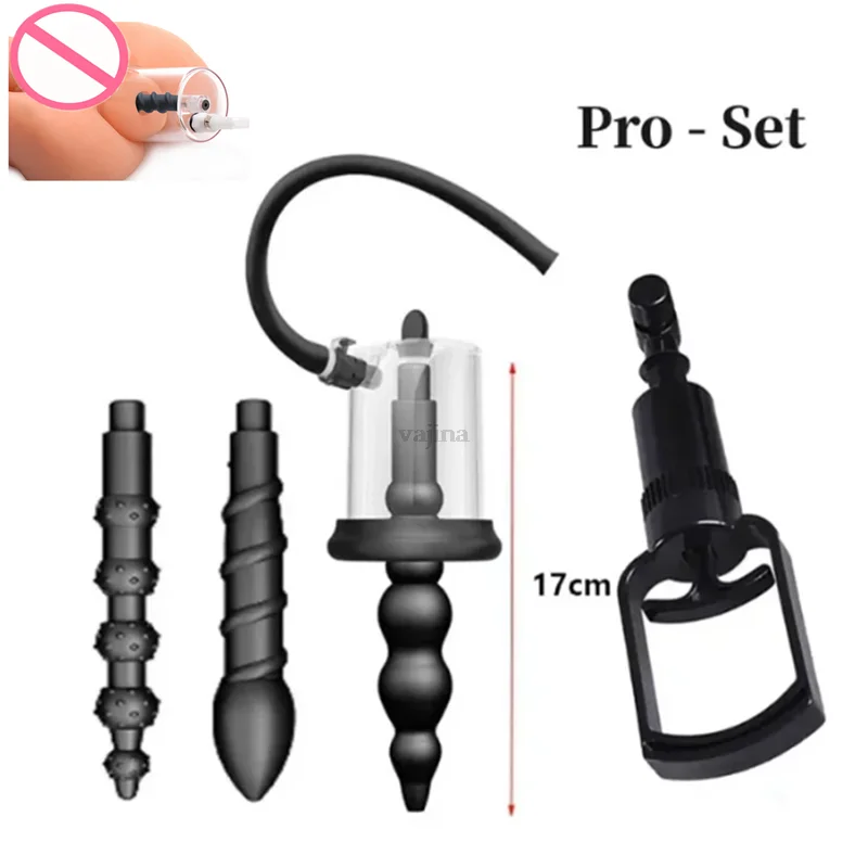 New Anal Pump Manual Vacuum Rosebud Pump Sex Toys for Men Women SM Suction Cup Prostate Stimulator Anus Dilator Butt Plug Set