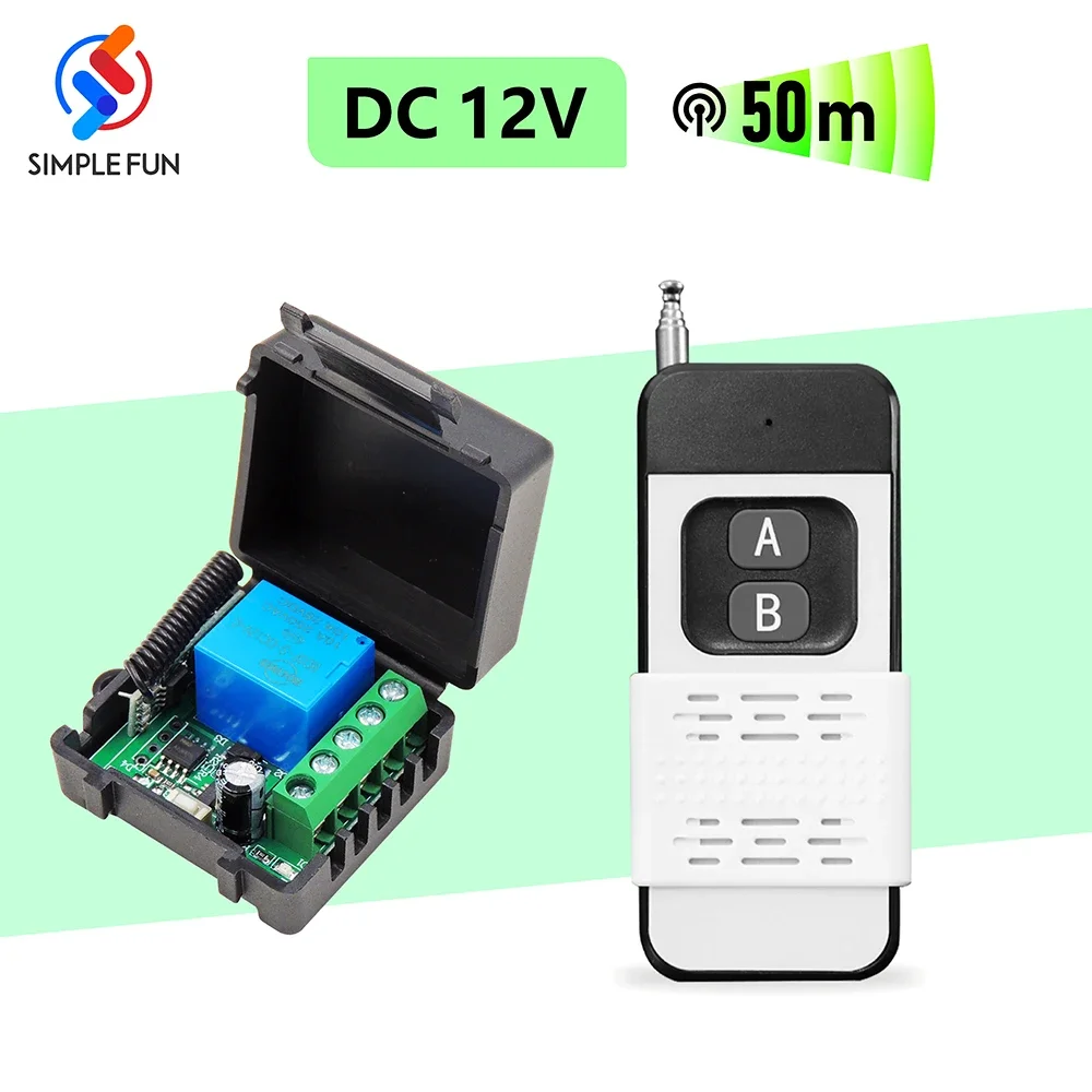 

433Mhz Universal Wireless Remote Control Switch DC 12V RF Relay Module and 500M Transmitter for Garage Door Electronic lock LED