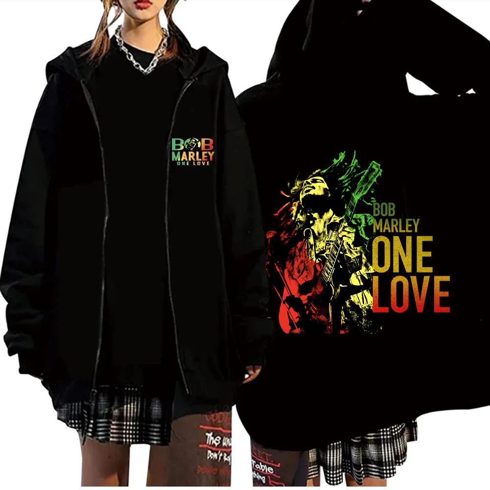 Sudadera con capucha y cremallera de Bob Marley Tour, Jersey Harajuku, Tops, 2024