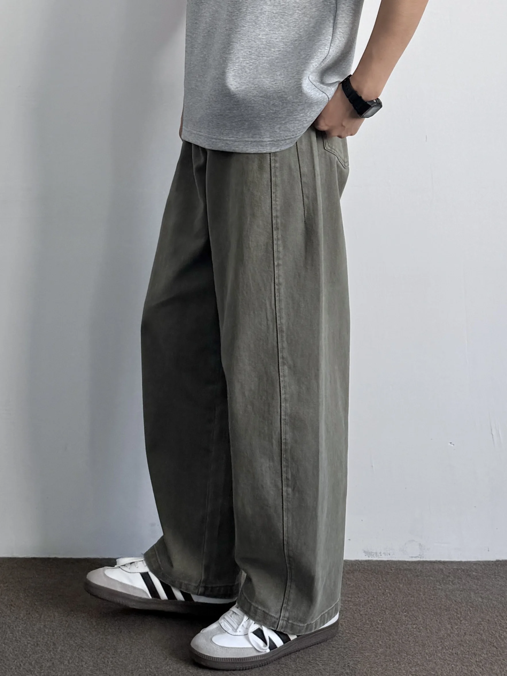 

Onun American Retro Cotton Casual Loose Clean Fit Silhouette Versatile Workwear Long Trousers