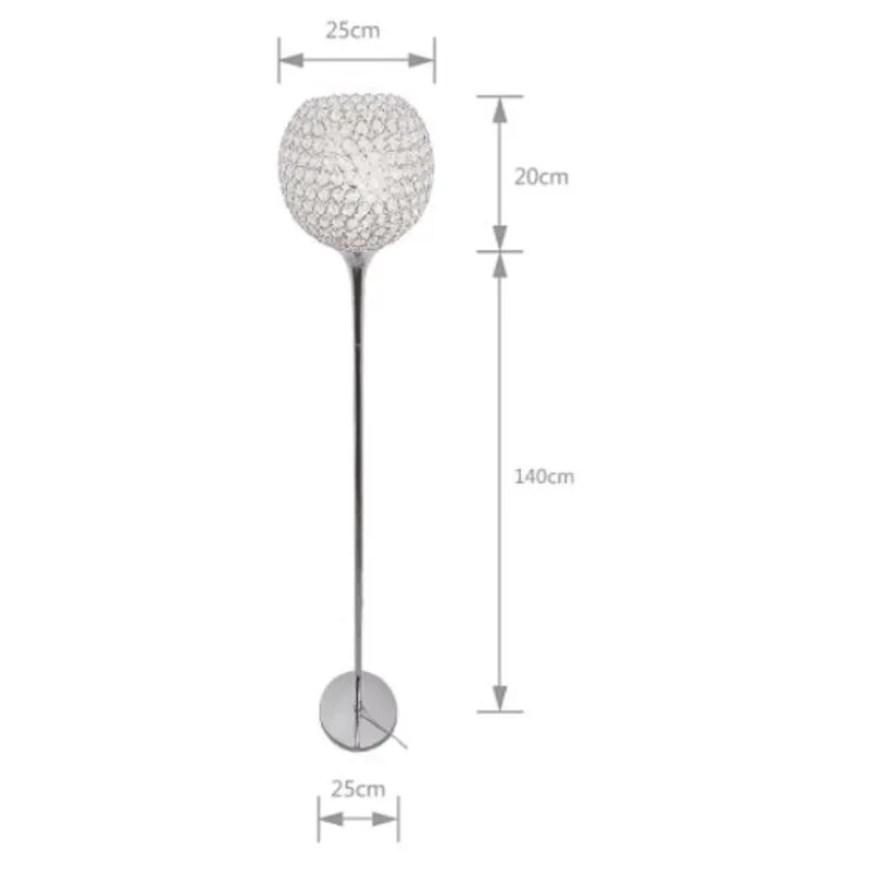 Floor Lamp Crystal Floor Lamp Modern Floor Light LED E27 Rod Lighting 1.6m High Living Room Bedroom Study Decoration Light