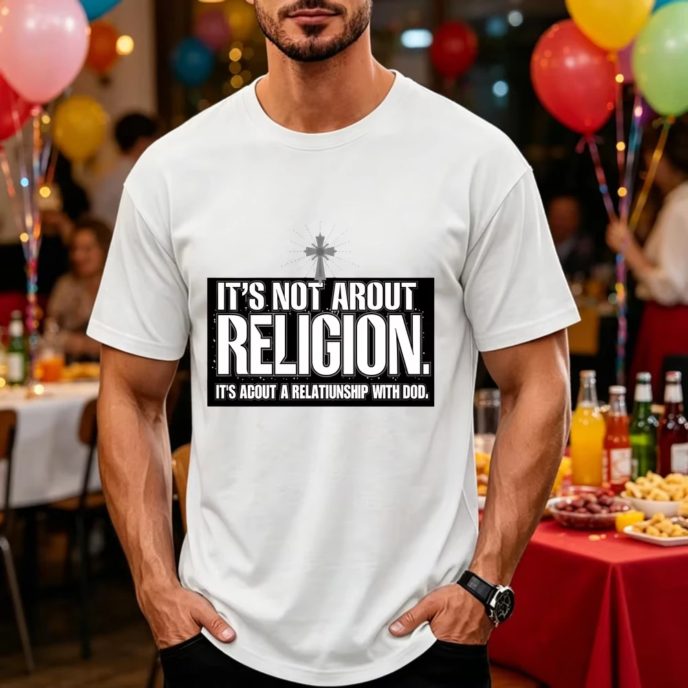 It's Not about Religion It's about A Relationship with God Cross Graphic T-Shirt Christian Faith Believer Casual Summer Gift Tee