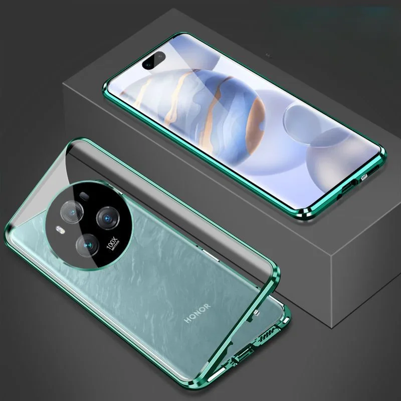 360 Tempering Glass Case For Honor Magic 5 6 7 Pro Metal Magnetic Double Sided Glass Cover Magic 7 6 5 Pro Lens Protector Coque