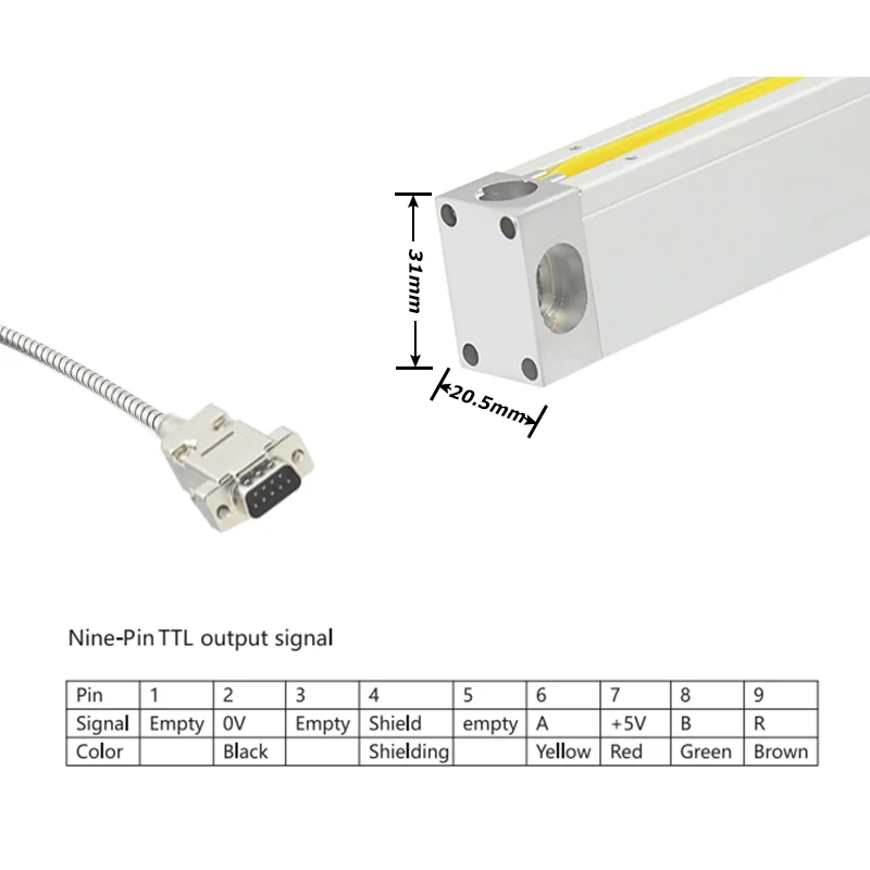 Imagem -02 - Ditron Escala de Vidro de Alta Precisão Sensor Encoder Linear Padrão Régua Grating Óptica Sino Ip55 5um 50 a 1000 mm