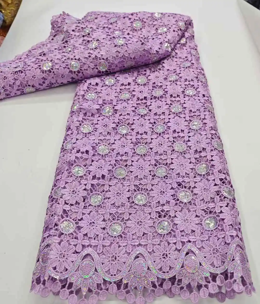 Latest African Guipure Cord Lace Fabric 2025 Style Nigerian Water Soluble Lace Fabrics 5 Yards for Wedding Party