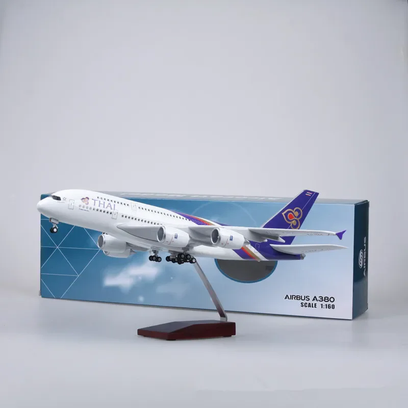 2025 New 46cm Thai Airways A380 Resin Aircraft Model Aviation Ornament Souvenir Model Airplane With Light Collection Decoration