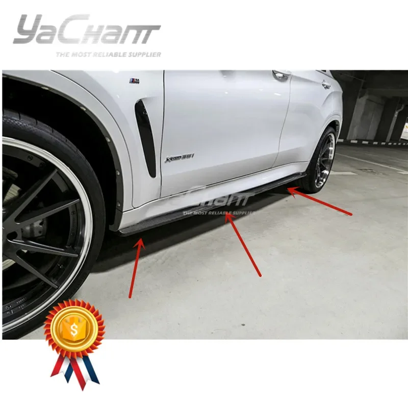 Carbon Fiber Side Skirts Underboard Fit For 2015-2019 F16 X6 M Sport F86 X6M 3D Style Side Skirt Underboard Extension CF