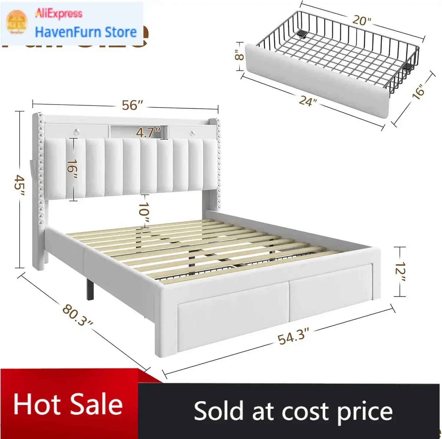 Activity priceFull Size Upholstered Platform Bed Frame Velvet Two Tier Storage Headboard Usb Type C Charging Ports Four Storage