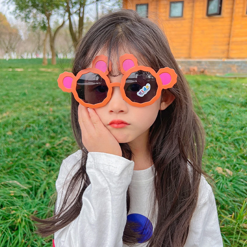 Children\'s Cute Sunglasses Cartoon Bear Ears Sunscreen Sunglasses Girl Fashion Personality Kids Sunglasses Birthdays Gifts