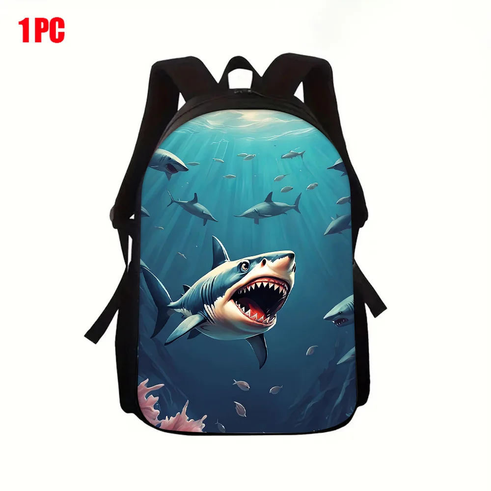 

Shark backpack with shark fin laptop compartment, lightweight student school bag, suitable for school, travel, gym, adjustable