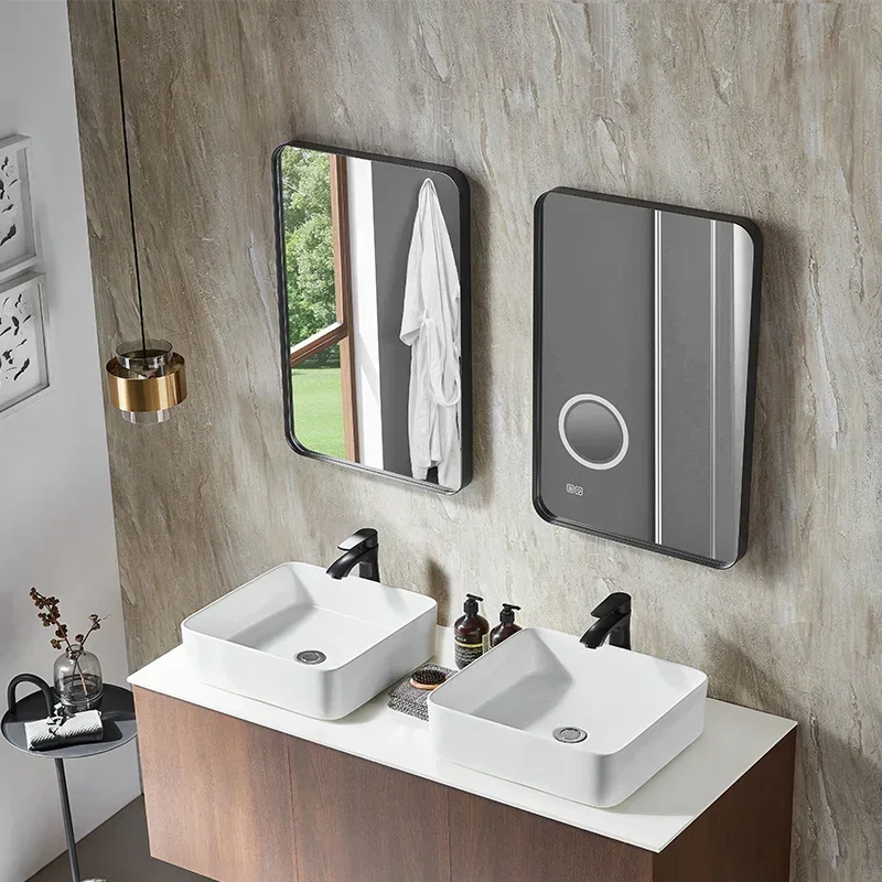 Luxury Smart Touch Screen Framed Waterproof Mmirror Bathroom Moisture-proof Android Square Mirrors With Led Light