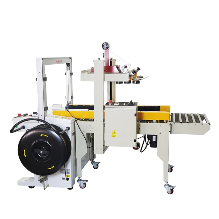 Automatic Random Carton Box Sealing and Strapping